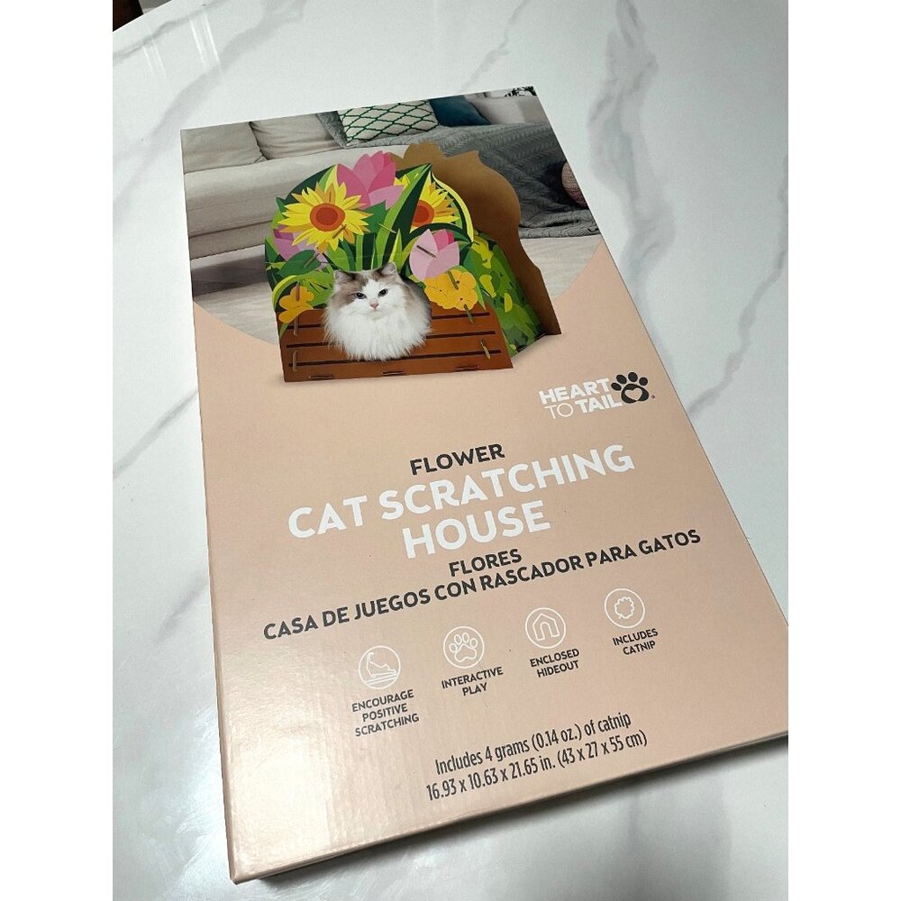 Heart to Tail Flower Cat House Scratching Playhouse ( Catnip Included)